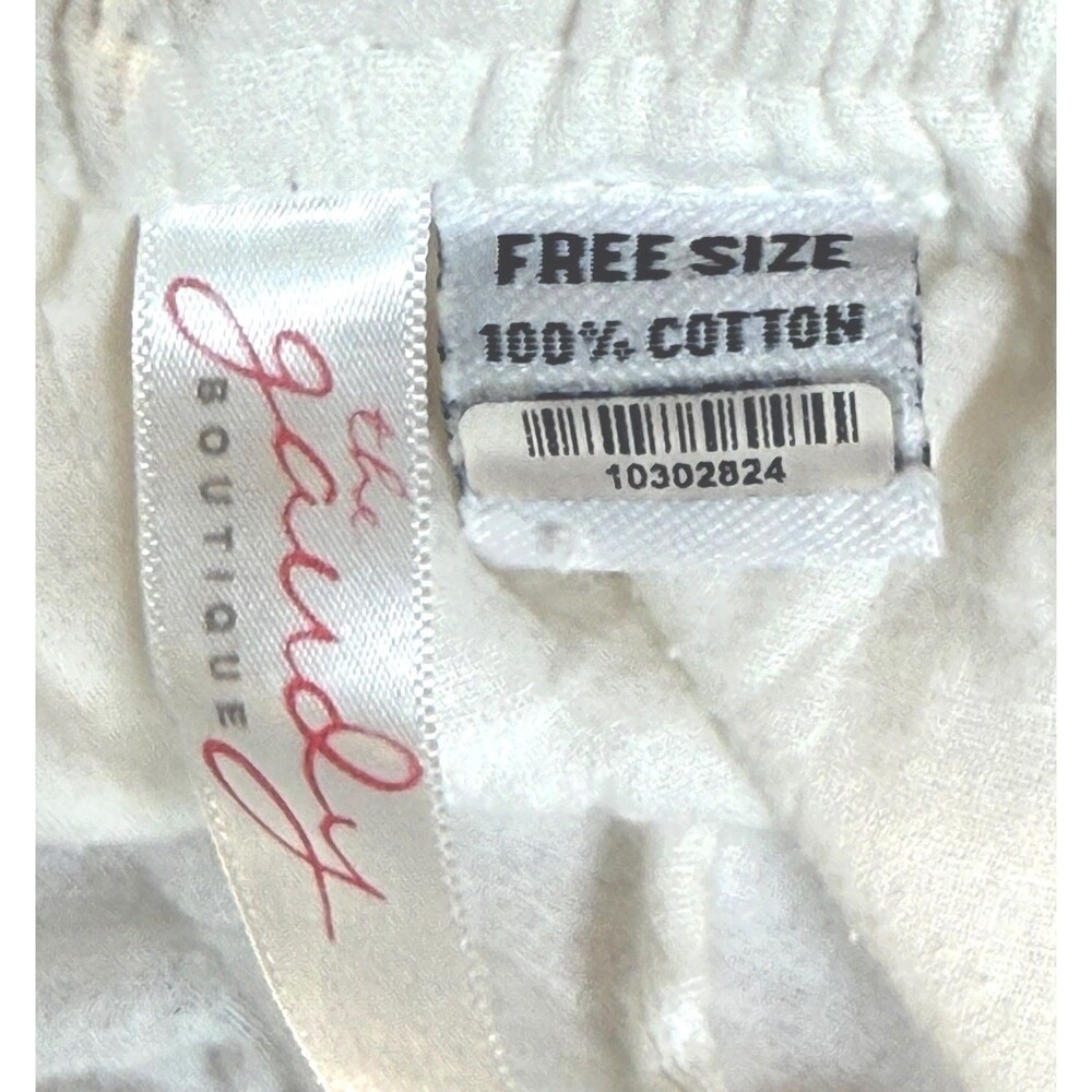 The Gandy Boutique White 100% Cotton Gauze Wide Leg Cropped Pants Free Size OS - Picture 5 of 8